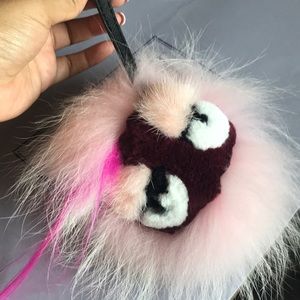 Fendi in. Pink bag charm REAL FUR